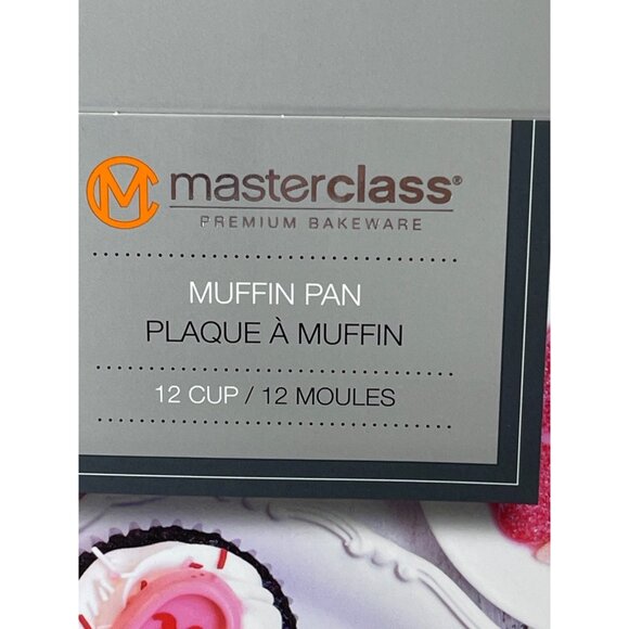 Master Class Cup Cake/Muffin Pan 12 Cup Heavy Gauge Steel Non-Stick Pink - Picture 6 of 9